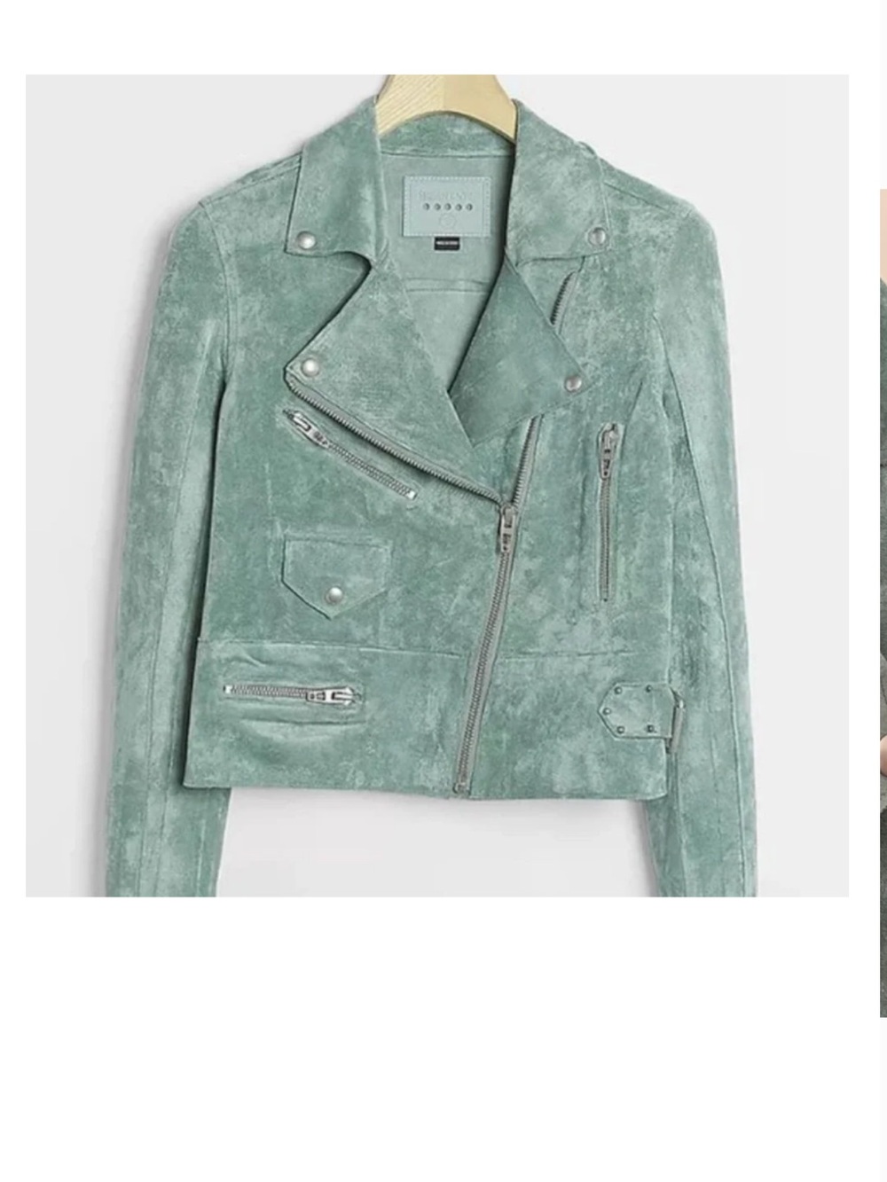 Blank NYC Mint Green Suede Moto Jacket - Picture 1 of 7
